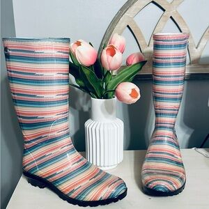 UGG Pastel Striped Rain Boots